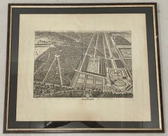 Antique 18th Century Engraving "Birdseye View of New Park in Surrey" c.1724