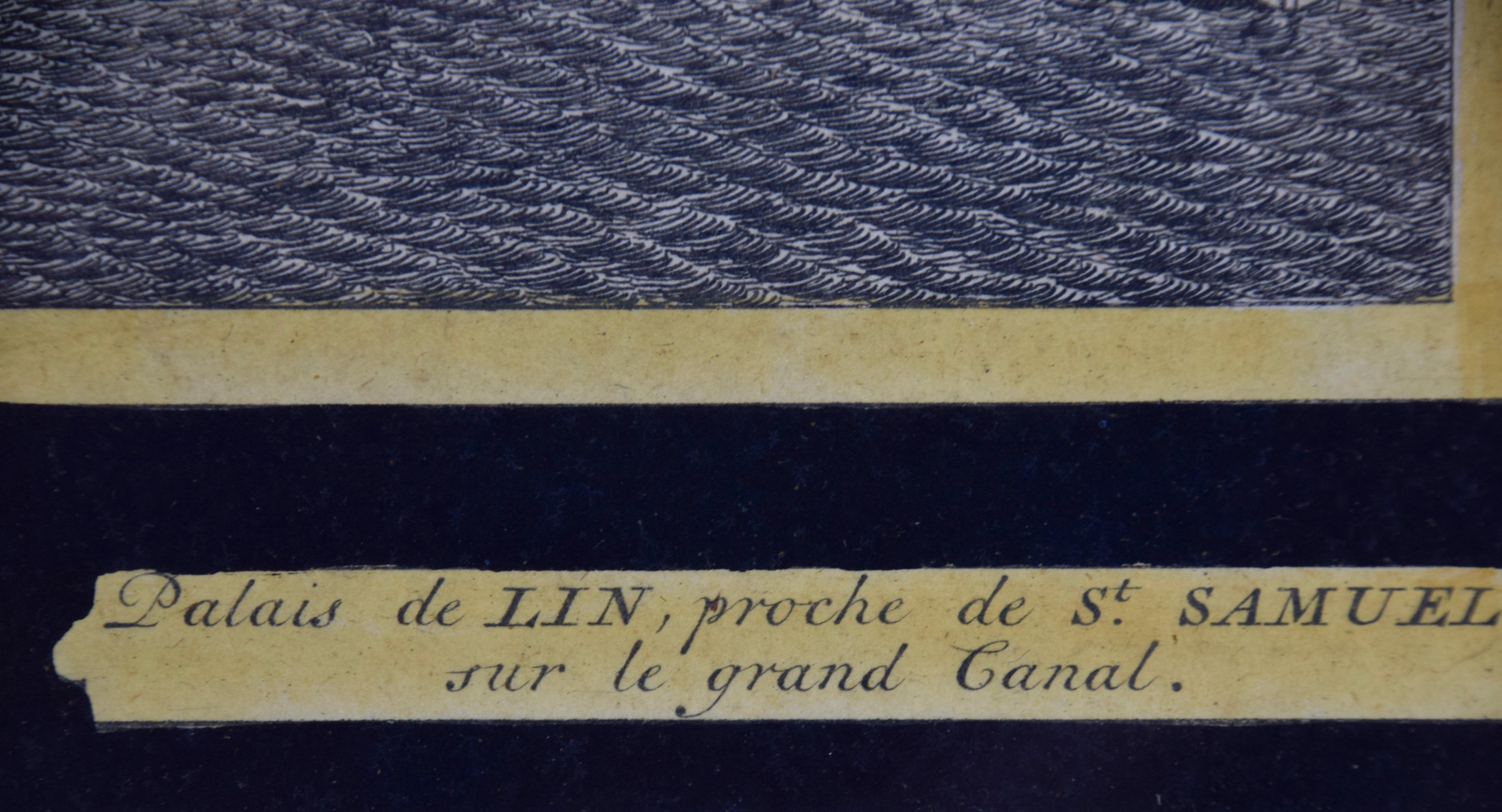 Ansicht von Venedig, einschließlich Gondeln, handkolorierte Gravur aus dem 18. Jahrhundert  im Angebot 2