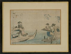 18th Century Japanese Woodblock - Lunch On The Water