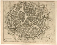 Grabado cartográfico del siglo XVIII - Mechlin, o Malines