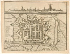 18th Century Map Engraving - Newport, a Strong Sea-Port Town in Flanders