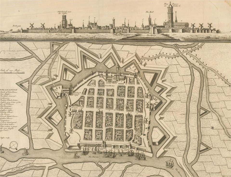 George Goch Map Antique Map of the City of Goch by Blaeu, 1649 For Sale at 1stDibs