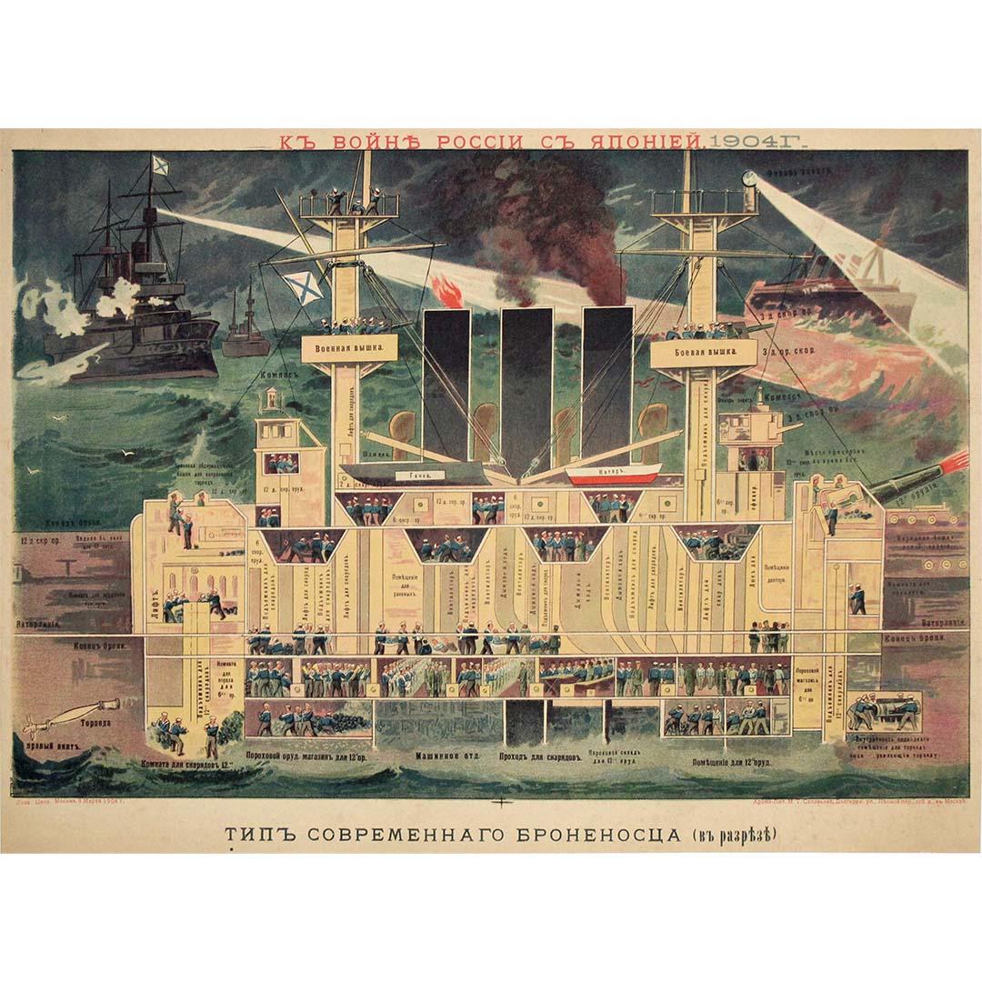 Affiche originale de 1904 produite pendant la guerre russo-japonaise (1904-1905)