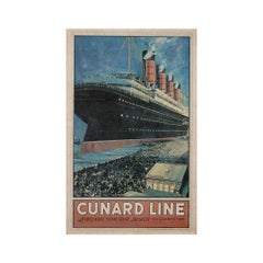 1908 original poster for Cunard Line - Transatlantic routes