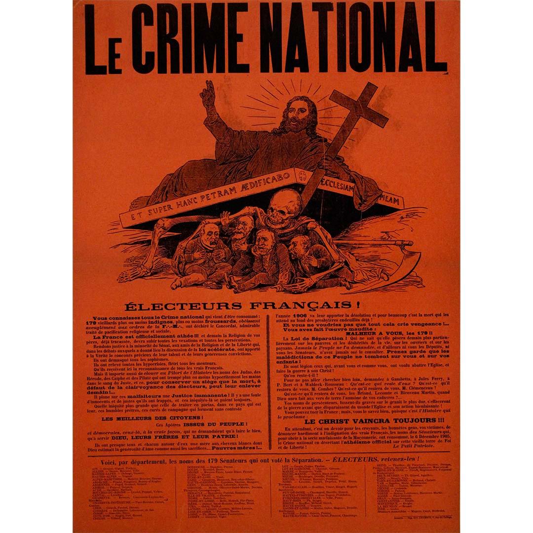 1908 poster Le Crime National - the Separation of Church and State