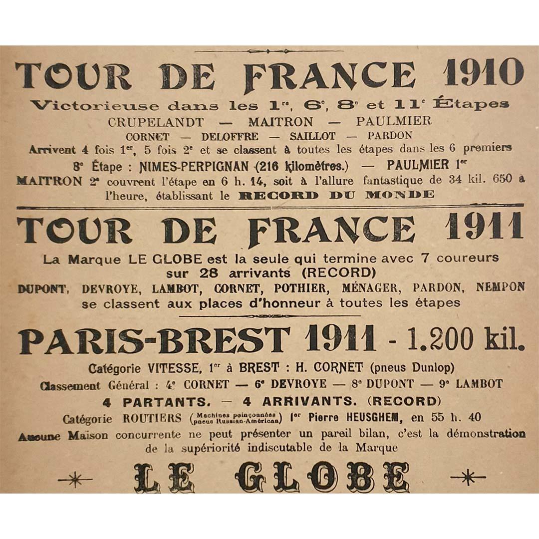 Cartel original de 1911 para La Bicyclette - Le Globe - ciclismo de principios del siglo XX en venta 1