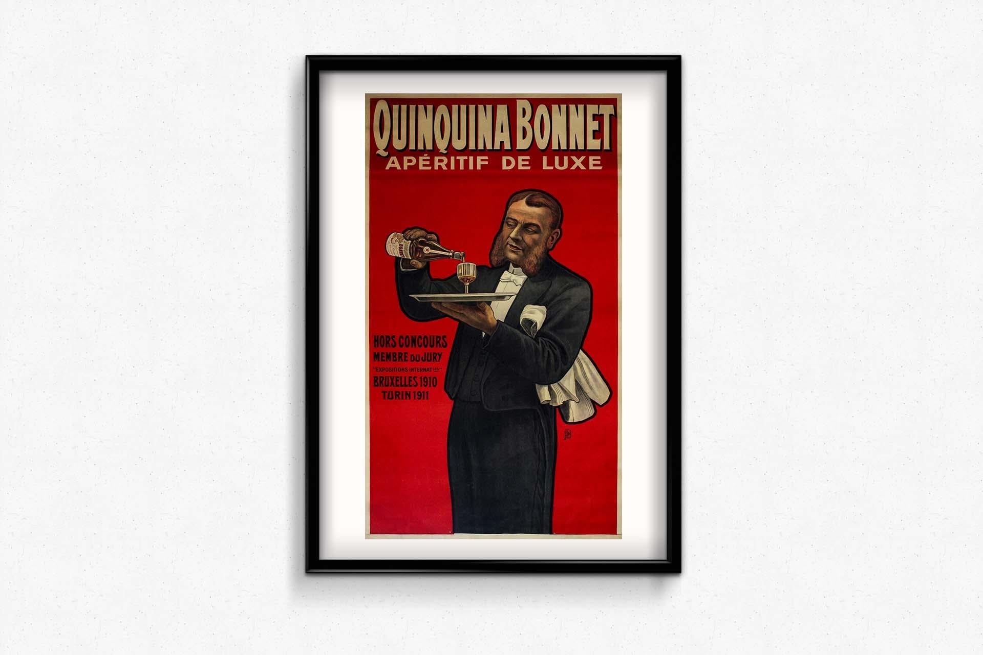 1911 Quinquina Bonnet original aperitif poster by PB - French Advertising For Sale 2