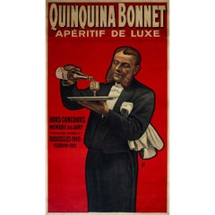 Antique 1911 Quinquina Bonnet original aperitif poster by PB - French Advertising