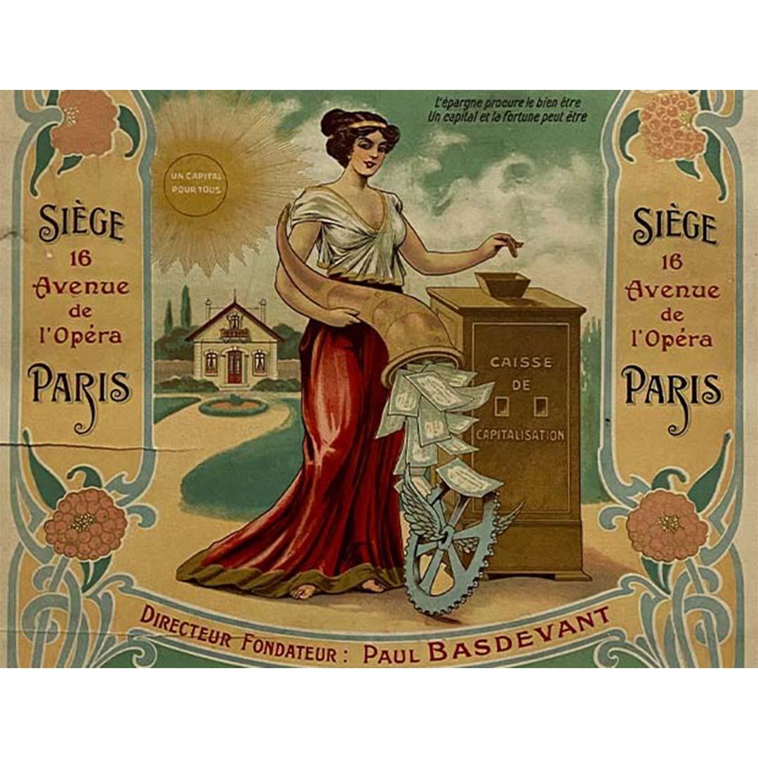 1912 Original poster to promote mutual savings - L'épargne mutuelle For Sale 1