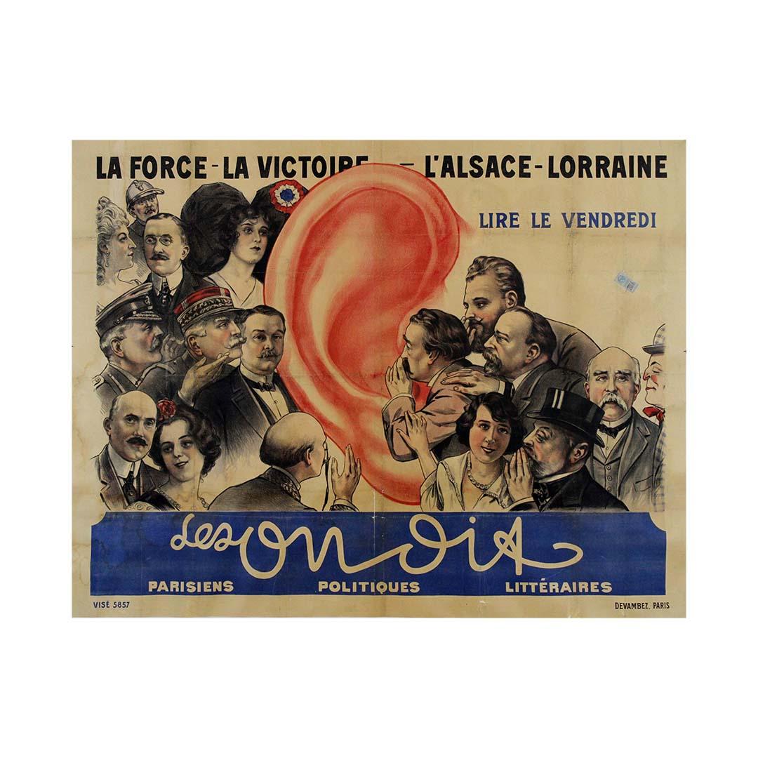 1917 Original Werbeplakat für die satirische Zeitung „Les On Dit“ aus dem Ersten Weltkrieg im Angebot 2