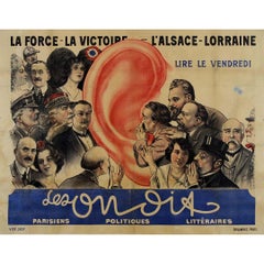 Used 1917 Original advertising poster for "Les On Dit" satirical newspaper - WWI