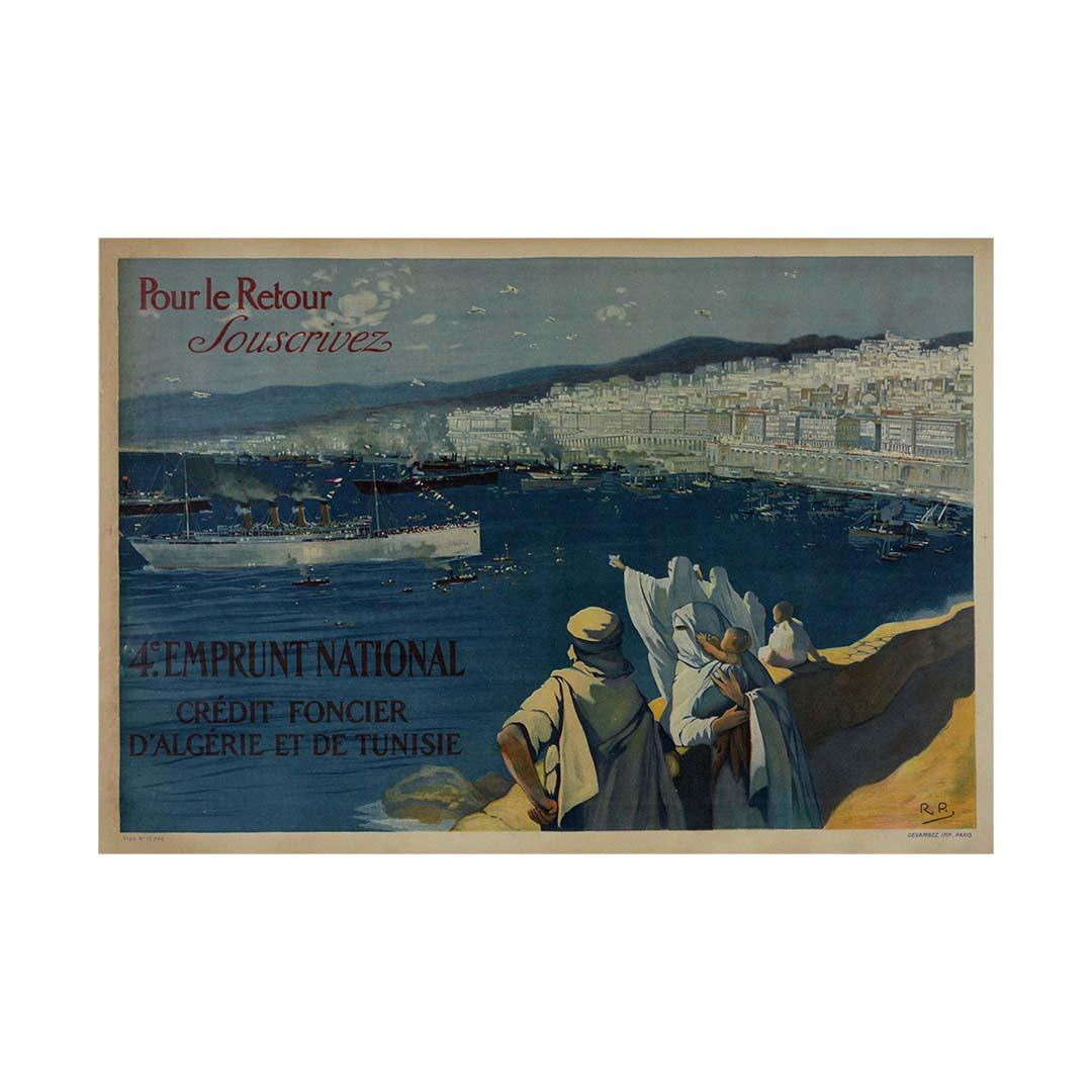 1918 original poster 4e Emprunt National Crédit Foncier d'Algérie et de Tunisie For Sale 2