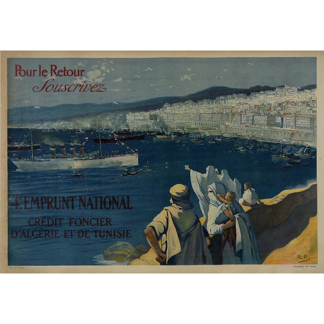 1918 original poster 4e Emprunt National Crédit Foncier d'Algérie et de Tunisie - Print by Unknown