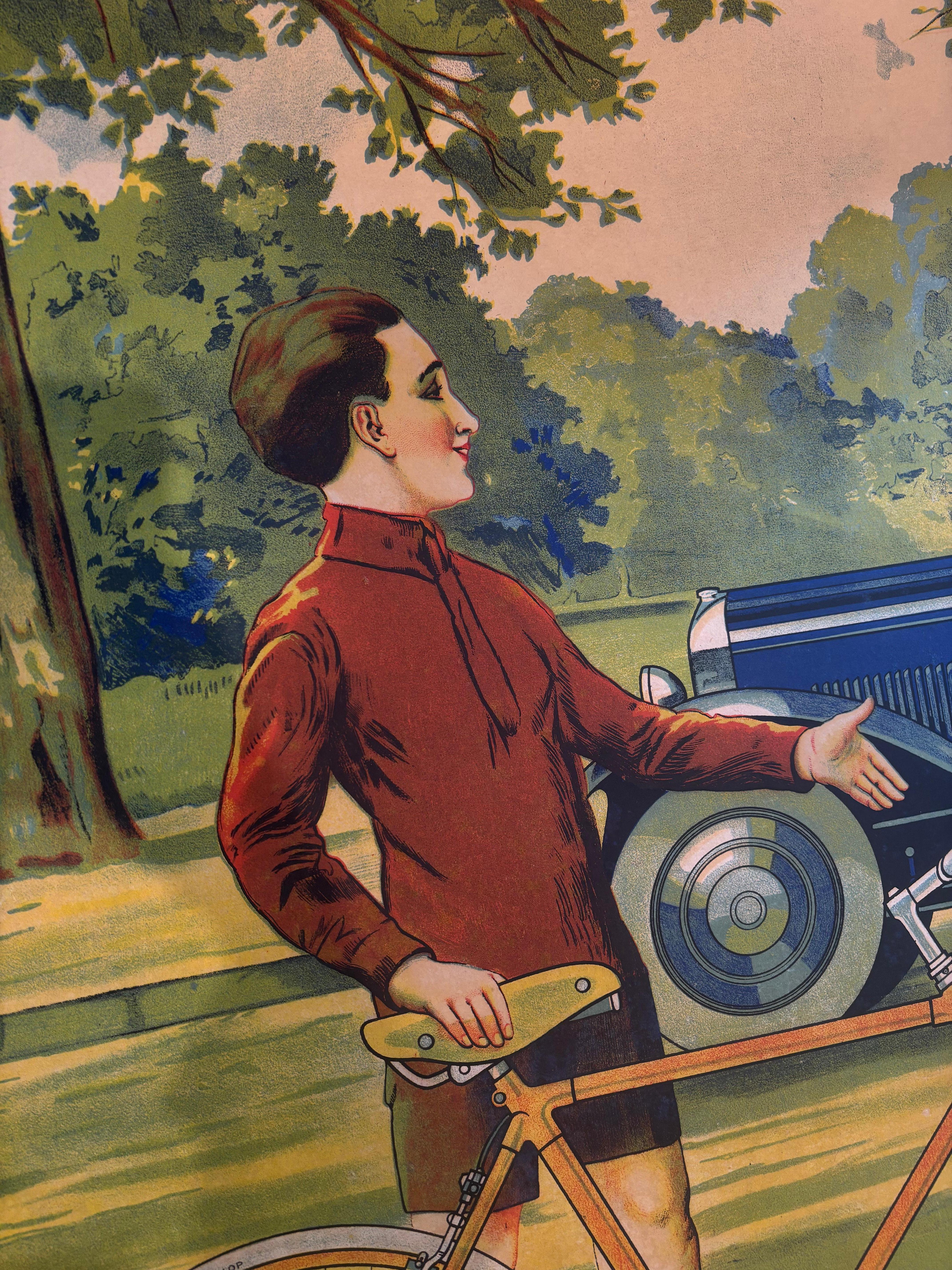1919 Peugeot Bicycles Lithograph