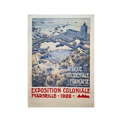 Affiche d'origine de 1922 La deuxième exposition coloniale de Marseille