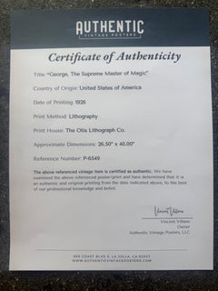 1926 "George, The Supreme Master of Magic" Lithograph