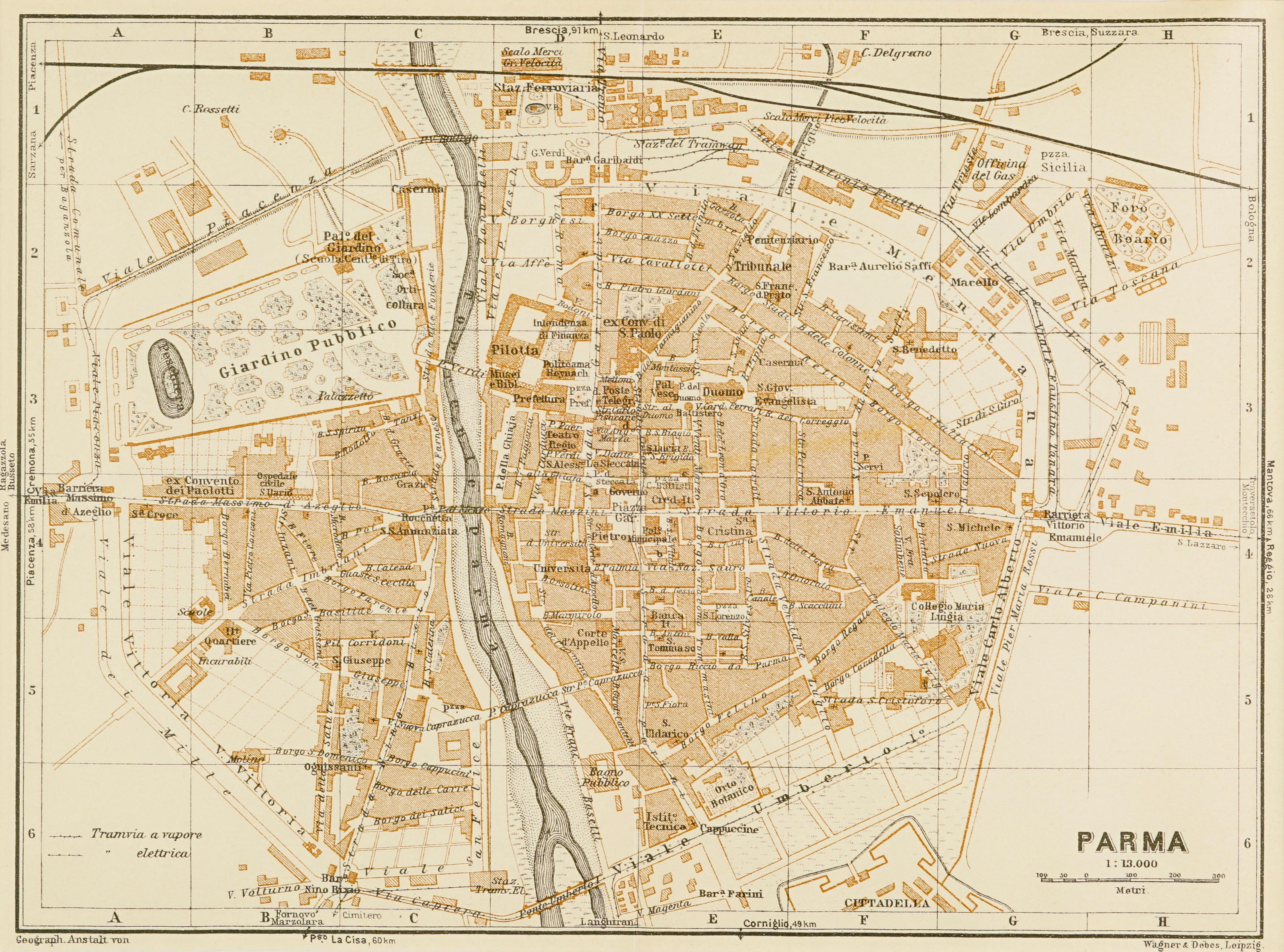 1928 Map of Parma, Italy - Print by Unknown