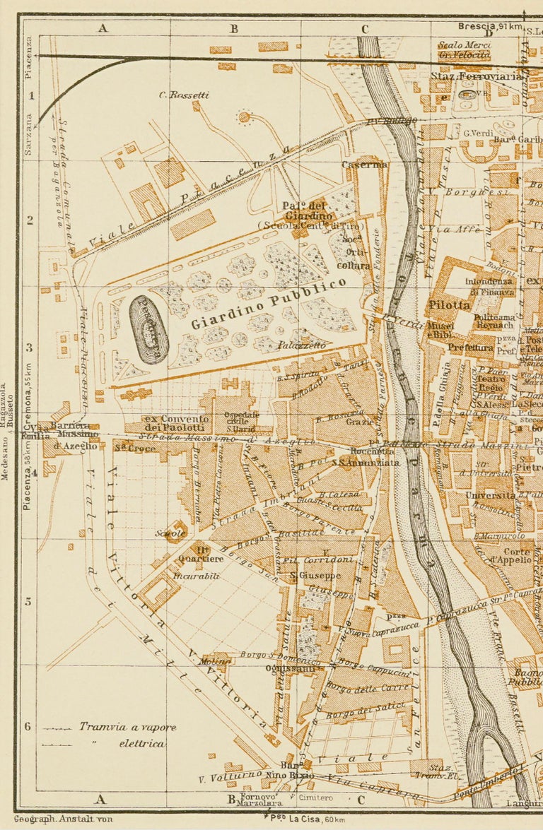 Unknown 1928 Map of Parma, Italy For Sale at 1stDibs