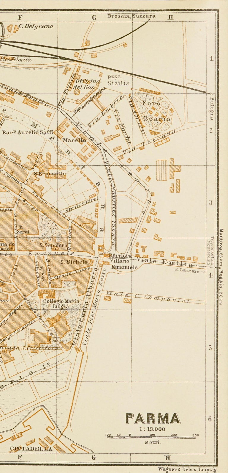 Unknown 1928 Map of Parma, Italy For Sale at 1stDibs