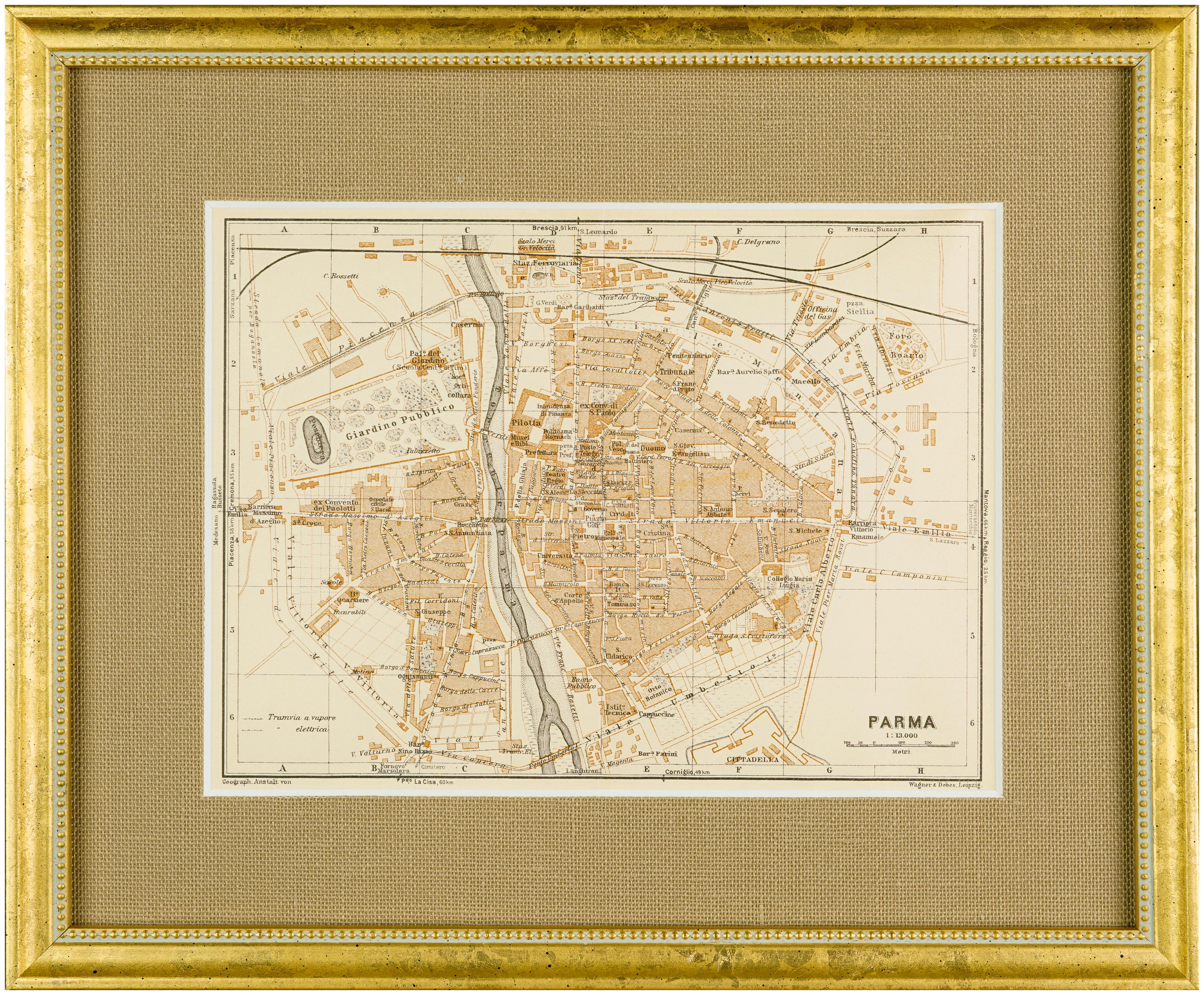 Unknown Print - 1928 Map of Parma, Italy