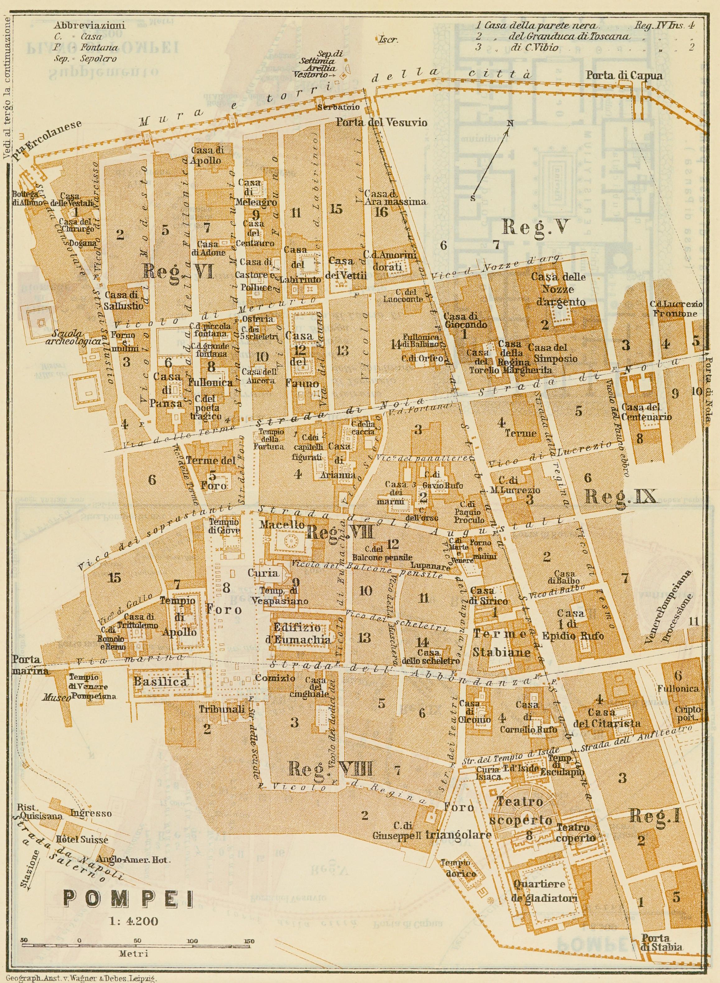 1928 Map of Pompeii, Italy - Print by Unknown