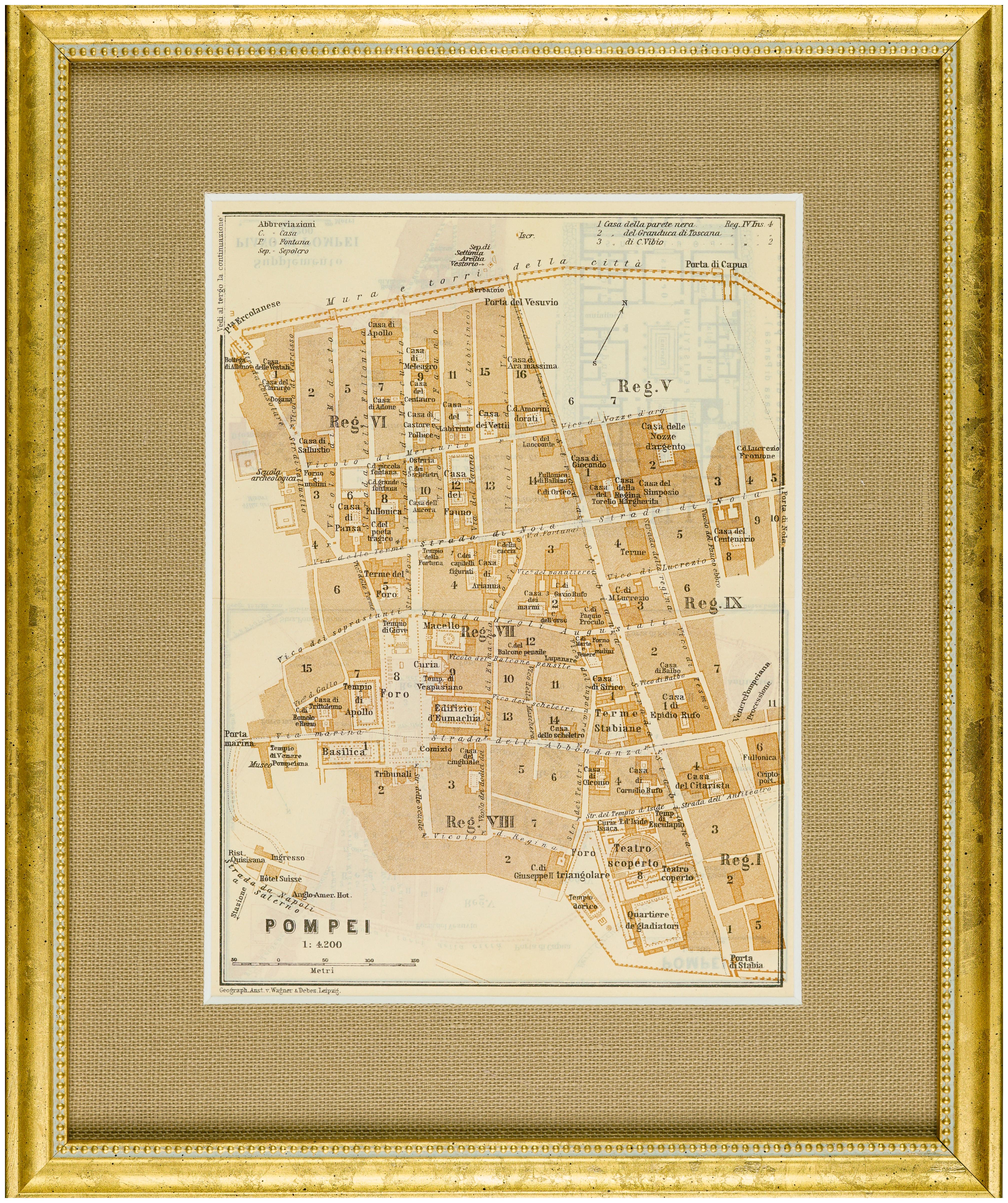 Unknown Landscape Print - 1928 Map of Pompeii, Italy