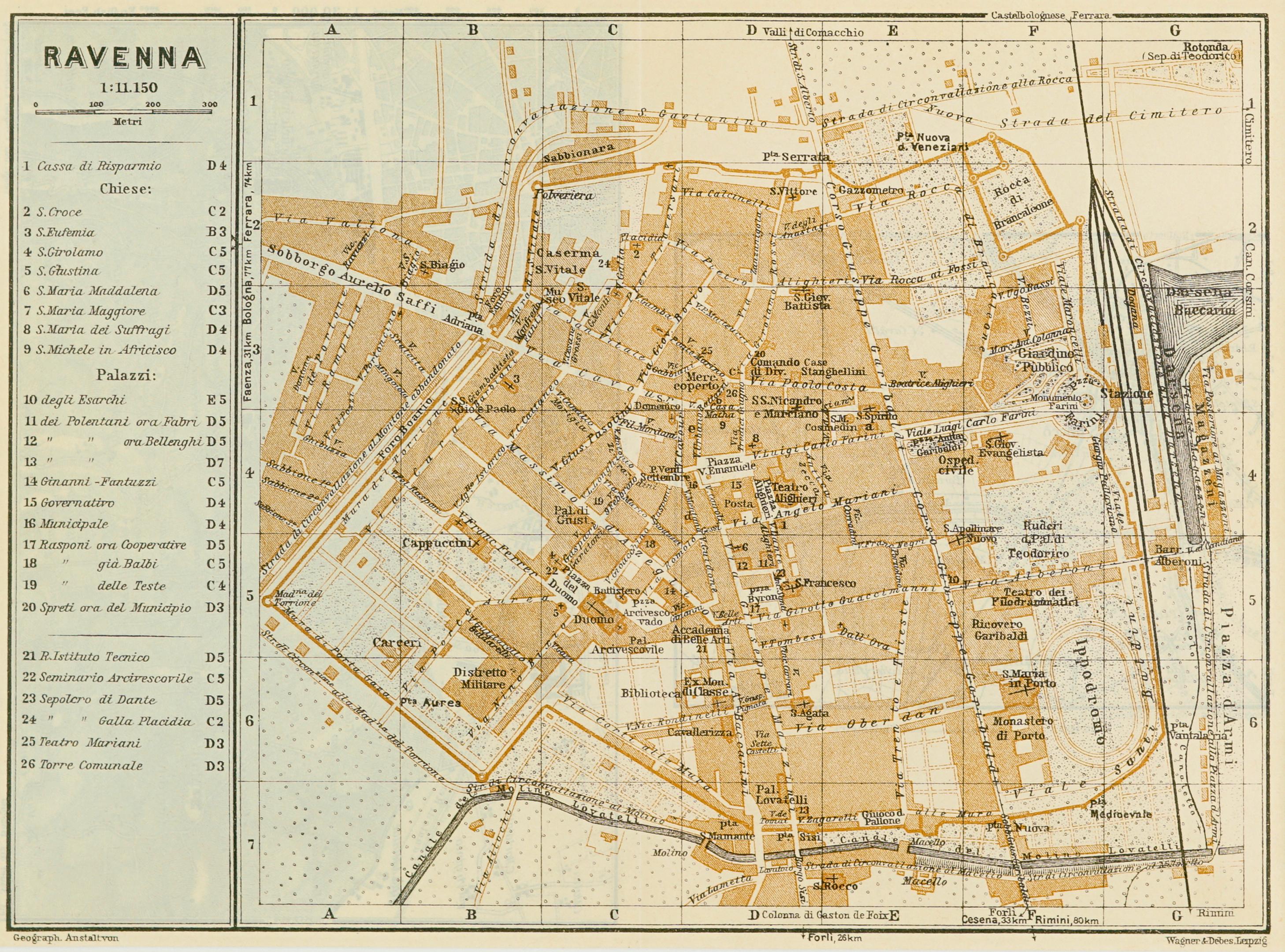 1928 Map of Ravenna, Italy - Print by Unknown
