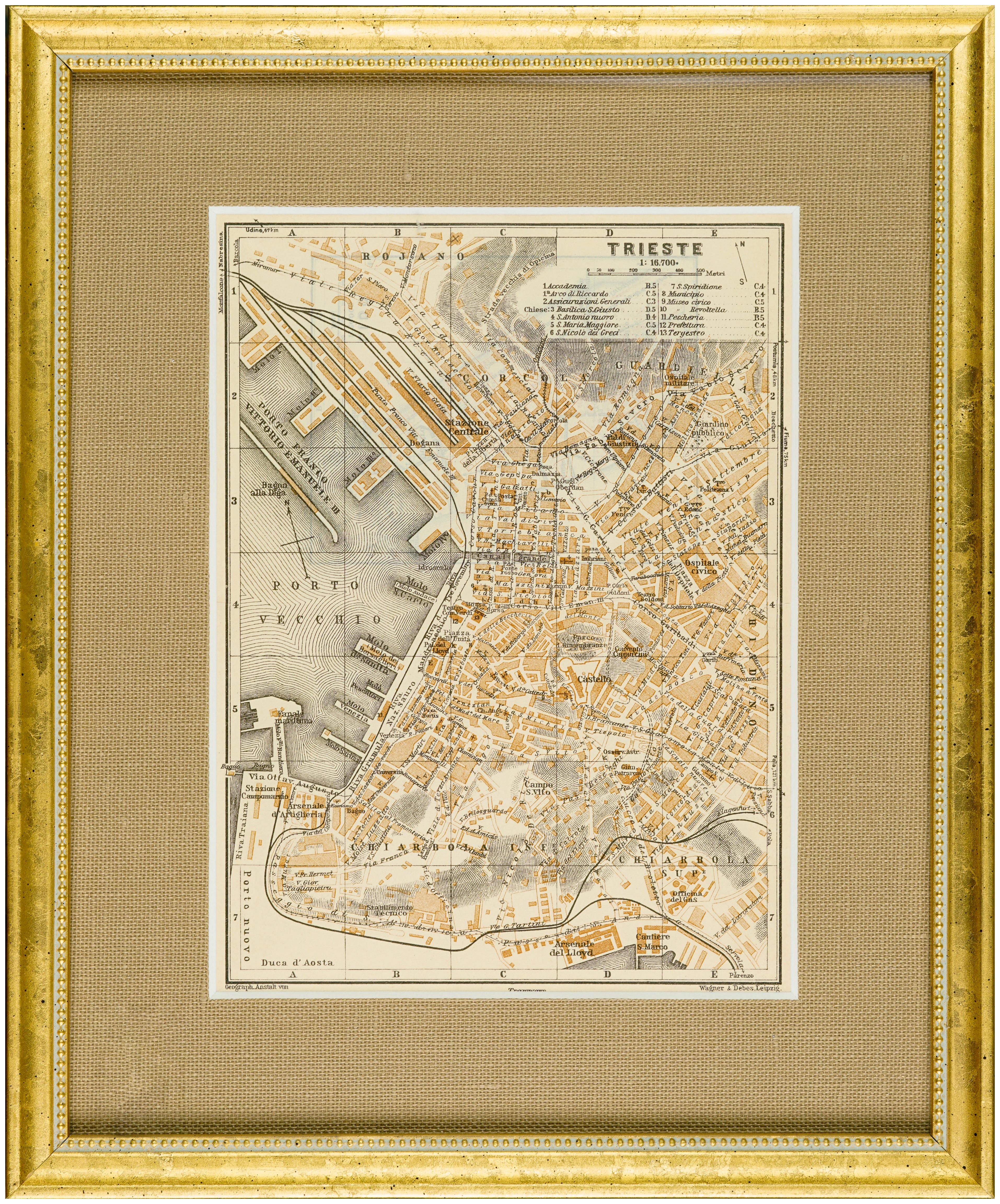 Unknown Landscape Print - 1928 Map of Trieste, Italy