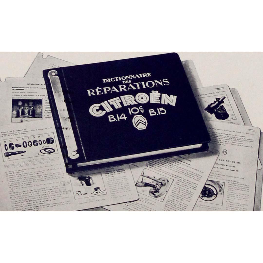 1928 original poster Dictionnaire des Réparations for the Citroën B-14 and B-15 For Sale 2