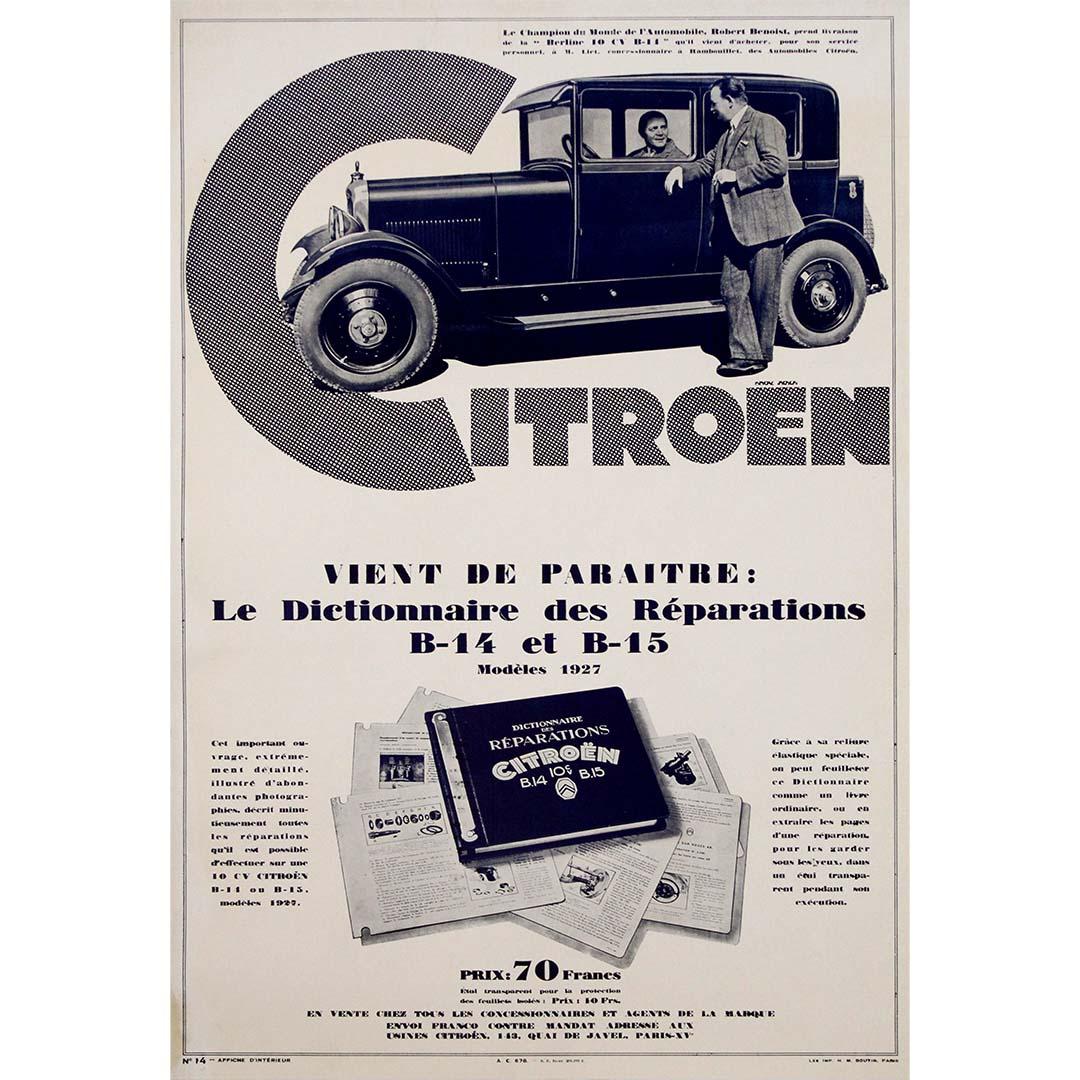 1928 original poster Dictionnaire des Réparations for the Citroën B-14 and B-15 - Print by Unknown
