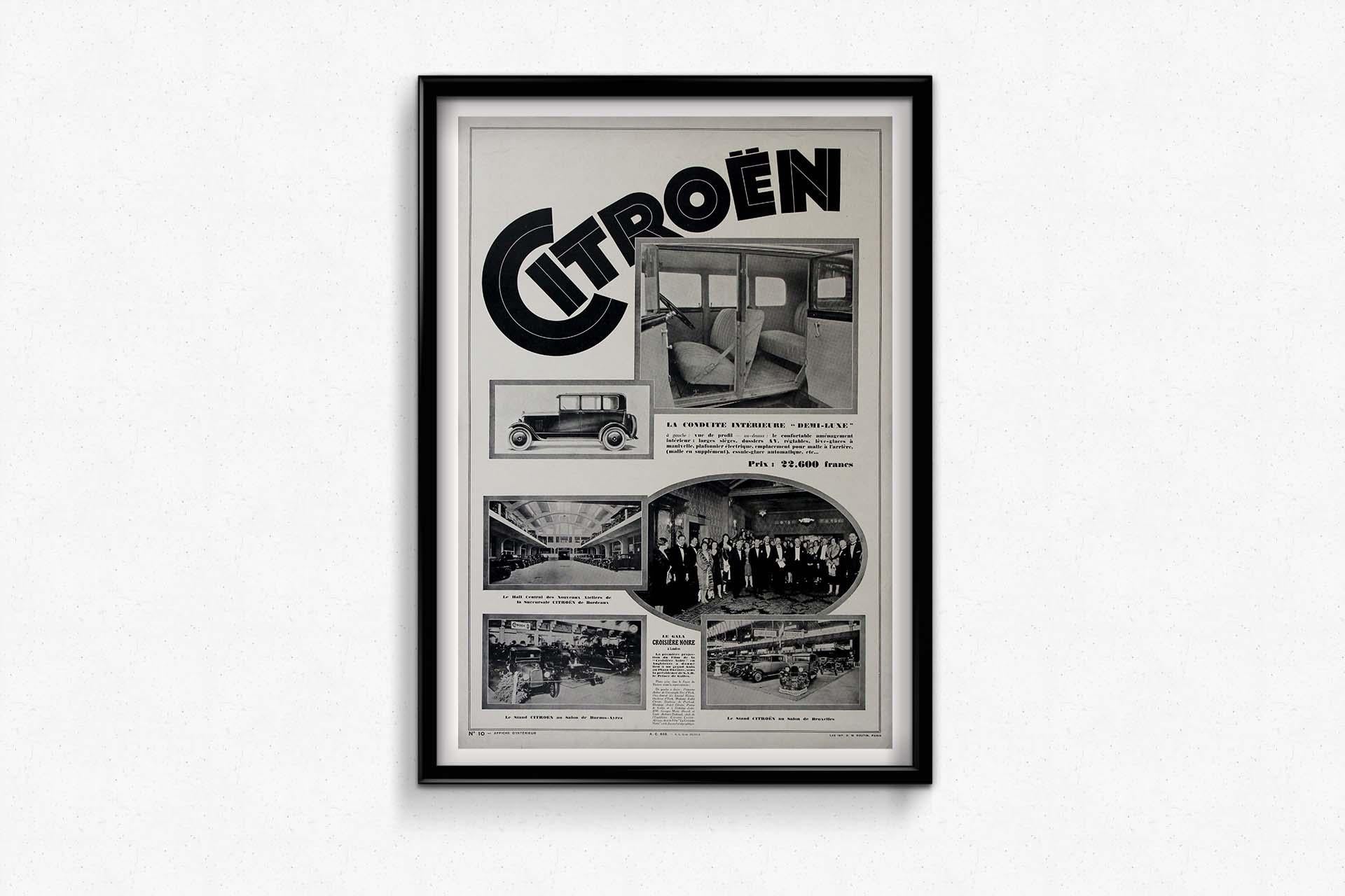1928 original poster for Citroën la conduite intérieure Demi-Luxe - N. 10 - Art Deco Print by Unknown