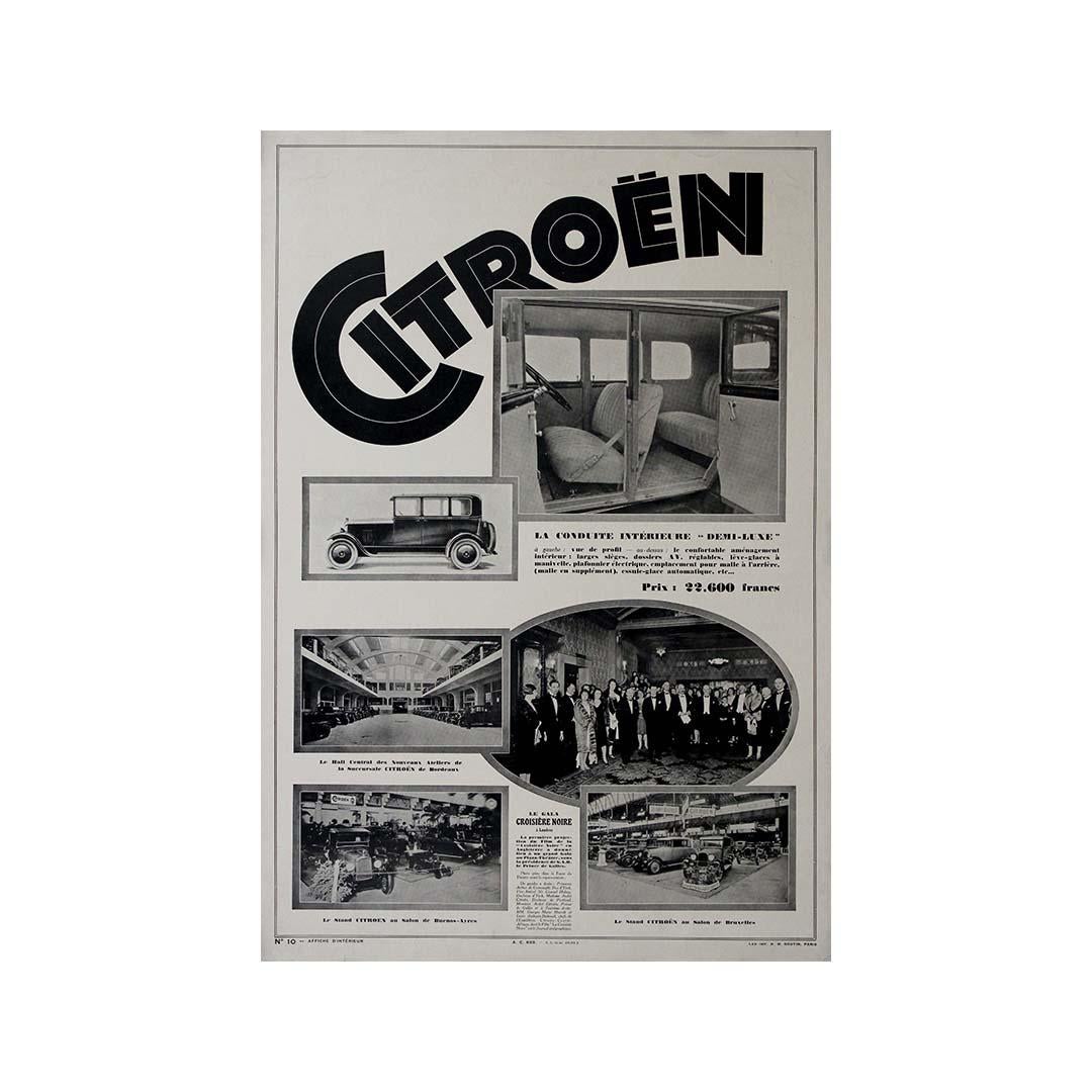 1928 original poster for Citroën la conduite intérieure Demi-Luxe - N. 10 For Sale 1