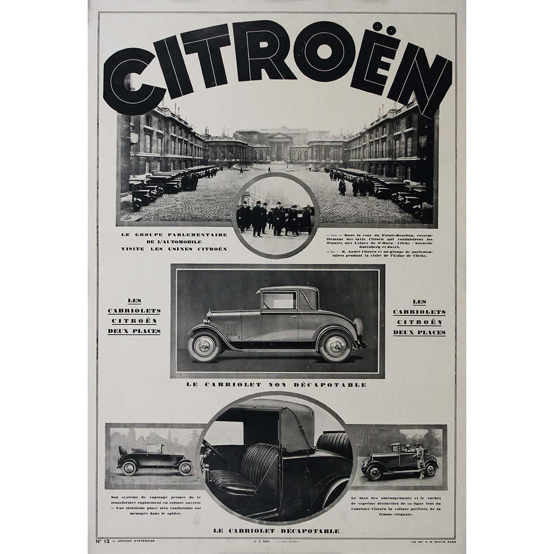 1928 original poster for Citroën promoting "les cabriolets" N. 12