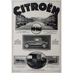 Antique 1928 original poster for Citroën promoting "les cabriolets" N. 12