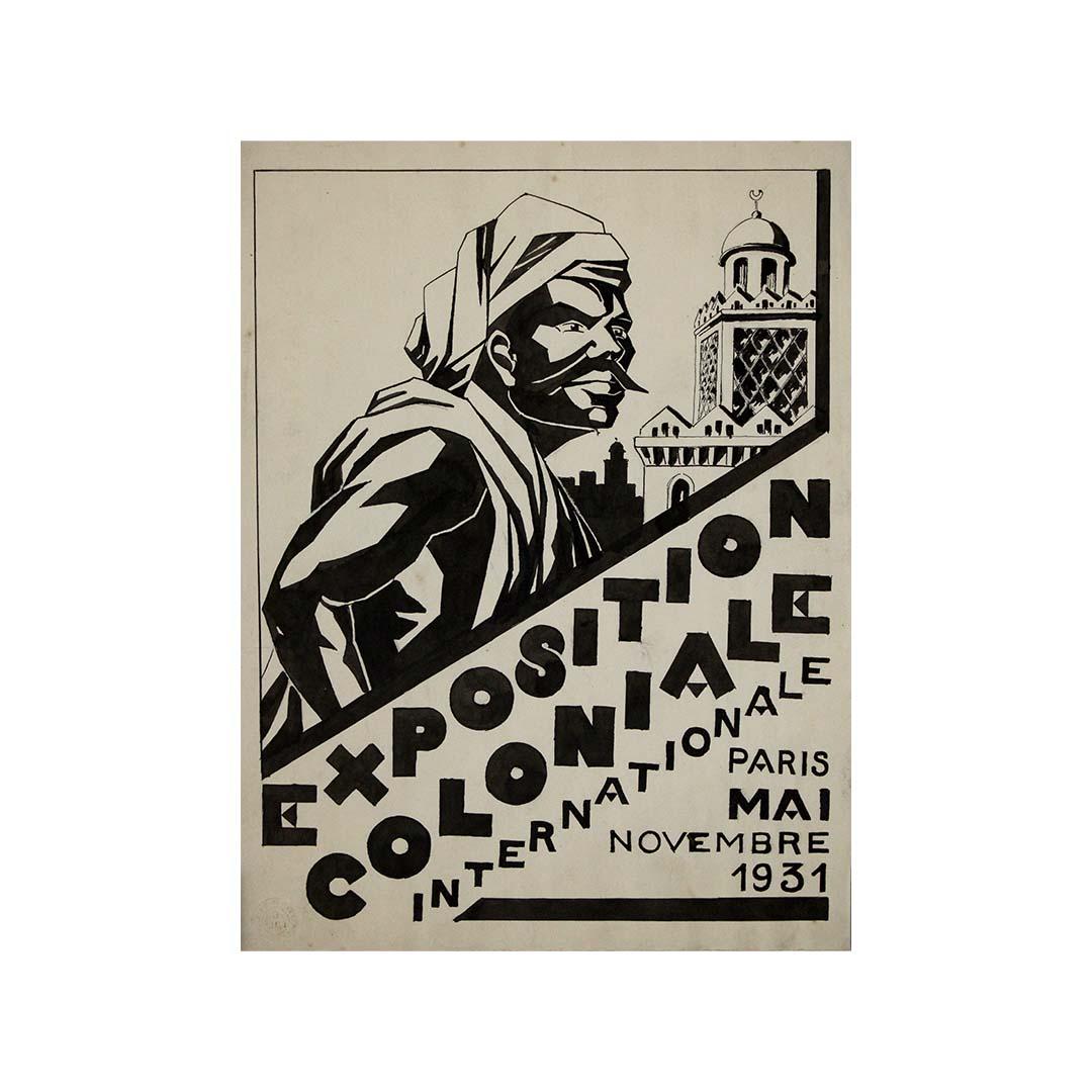 1931 ink poster for the Exposition Coloniale Internationale in Paris For Sale 2