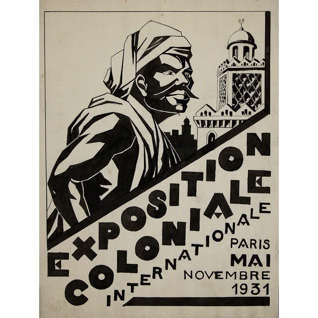 1931 ink poster for the Exposition Coloniale Internationale in Paris - Art by Unknown