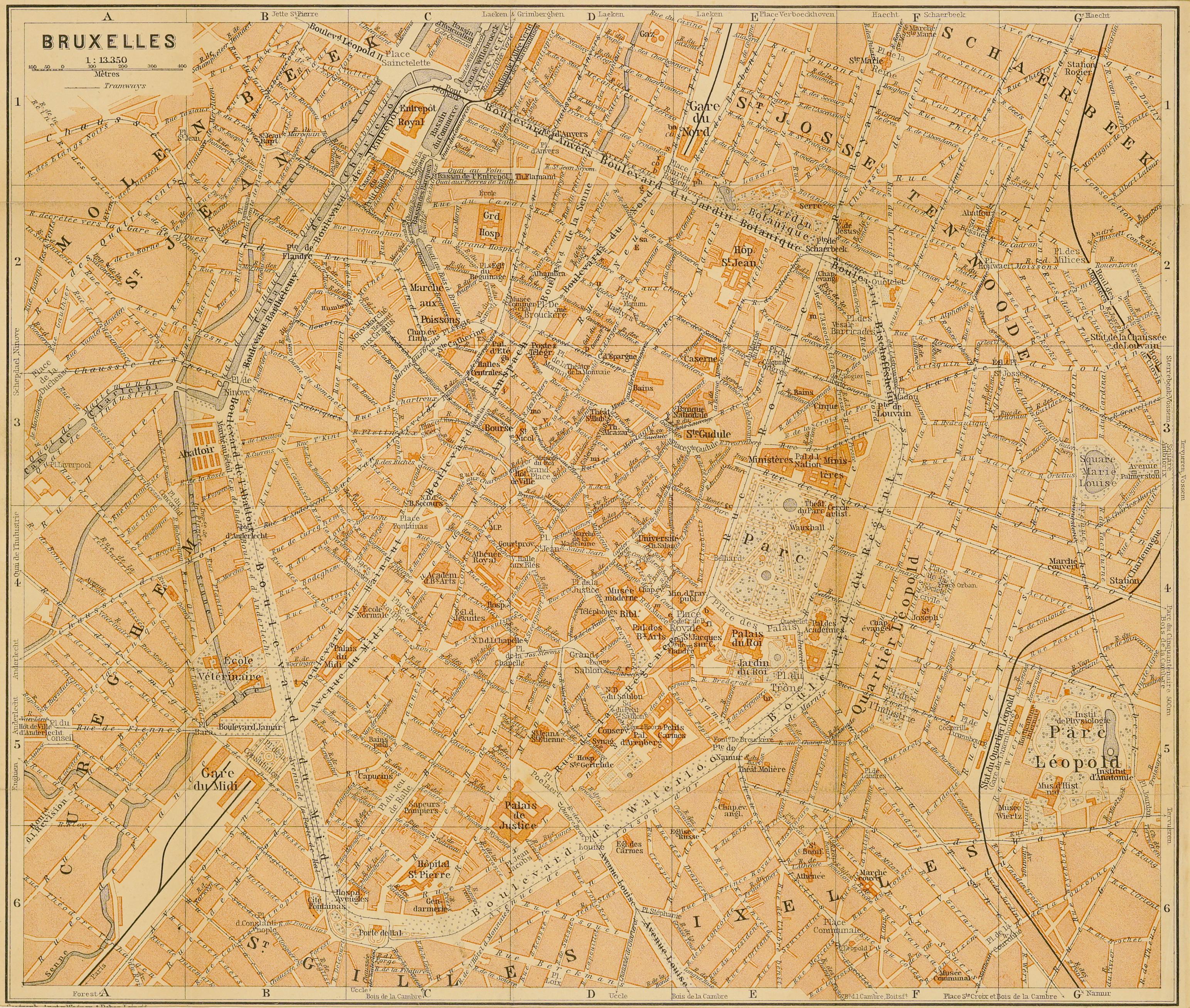 1931 Map of Bruxelles (Brussels), Belgium - Print by Unknown