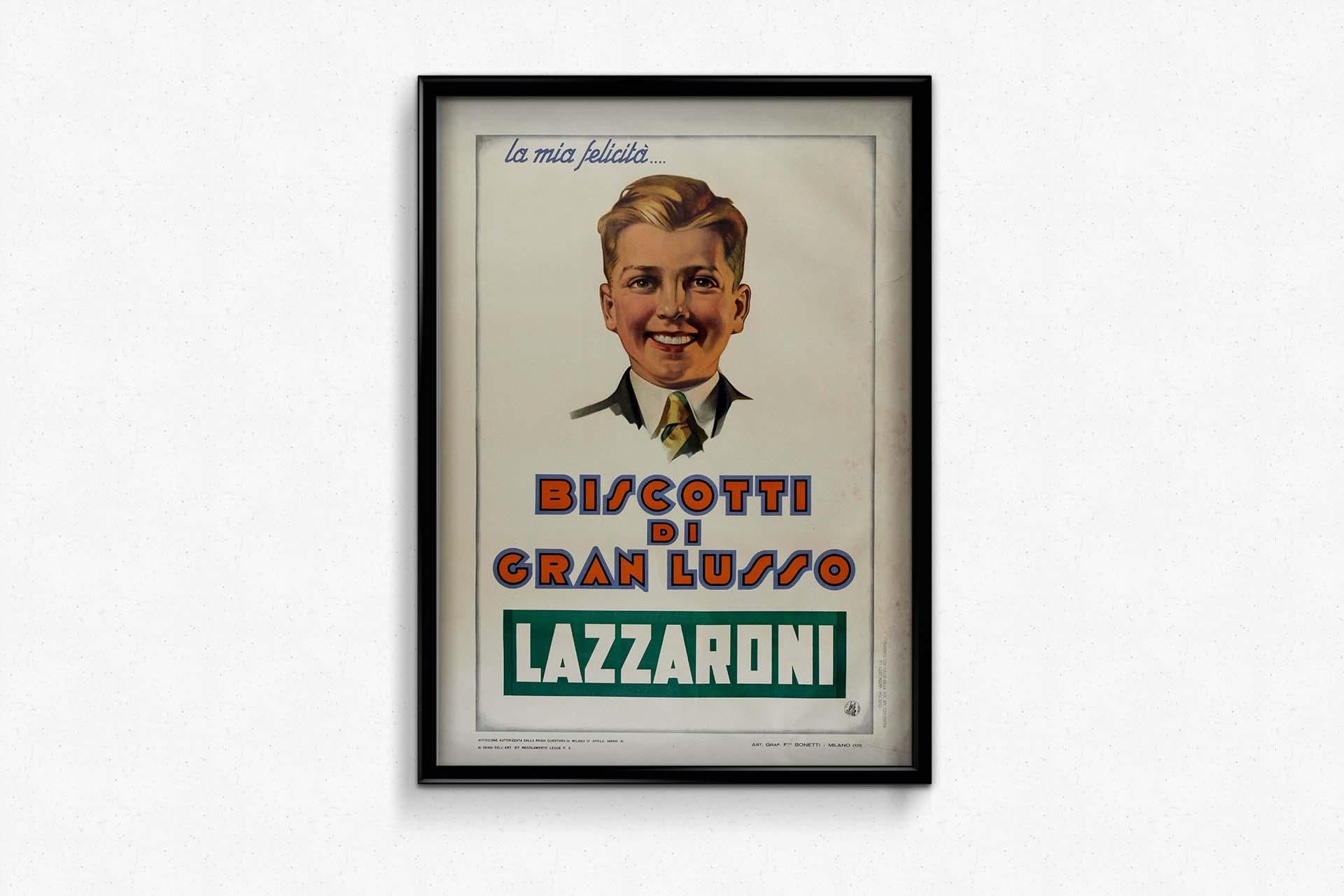 Originales Werbeplakat für Biscotti di gran Lusso – Lazzaroni, 1932 (Art déco), Print, von Unknown