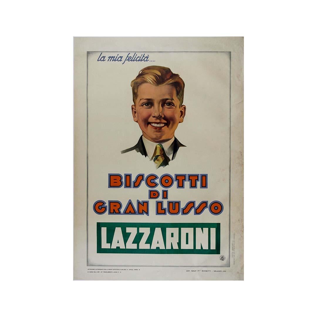 1932 original advertising poster for Biscotti di gran Lusso - Lazzaroni For Sale 1