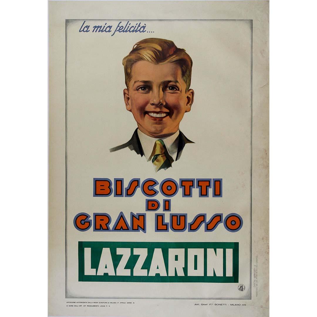 1932 original advertising poster for Biscotti di gran Lusso - Lazzaroni - Print by Unknown