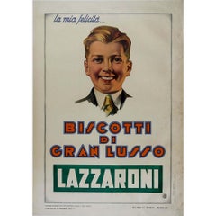 Manifesto pubblicitario originale del 1932 per Biscotti di gran Lusso - Lazzaroni