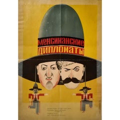 Vintage  1932 original soviet movie poster for "Mexican Diplomats" 