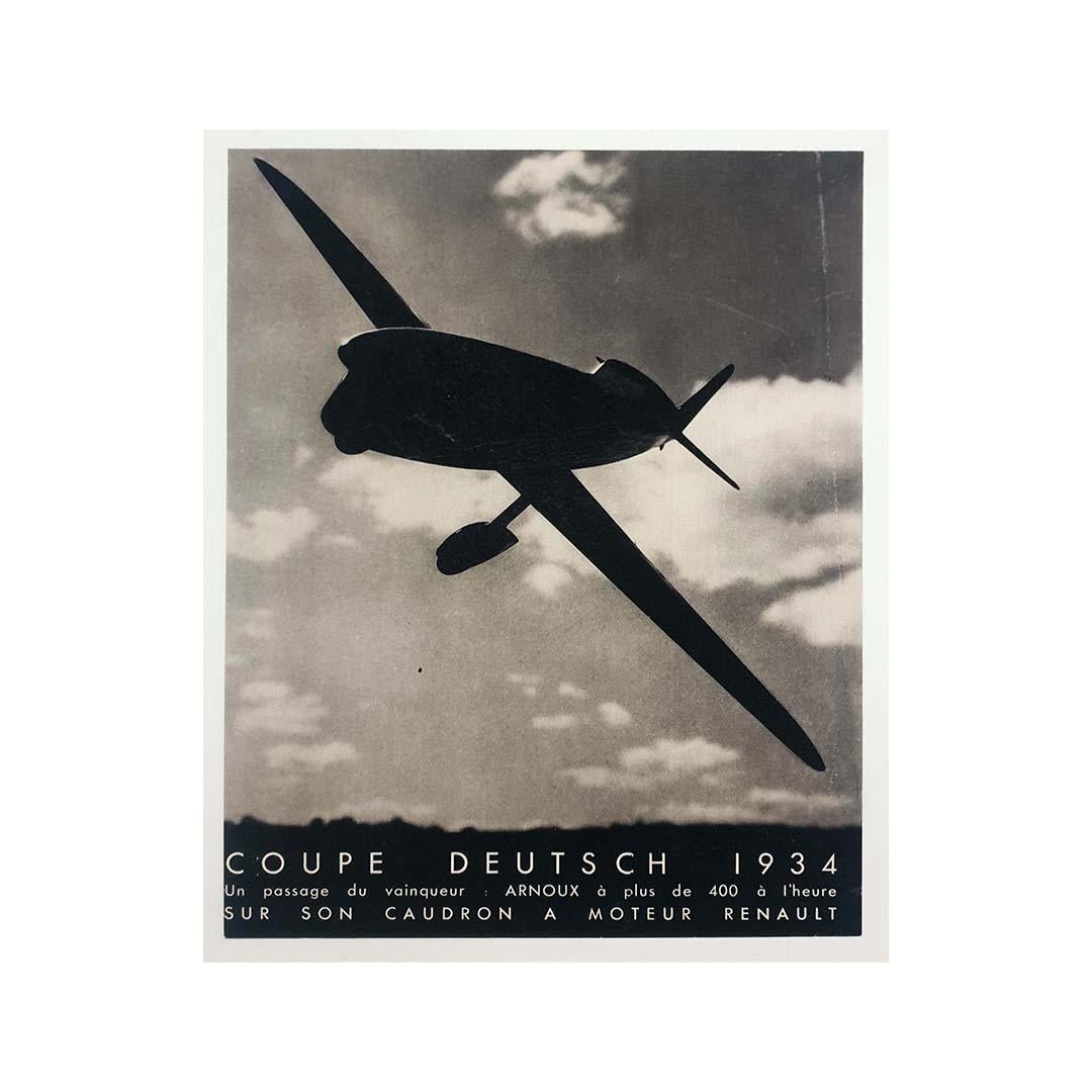 Affiche originale de l'aviation de 1934 pour la coupe Deutsch - Art déco Print par Unknown