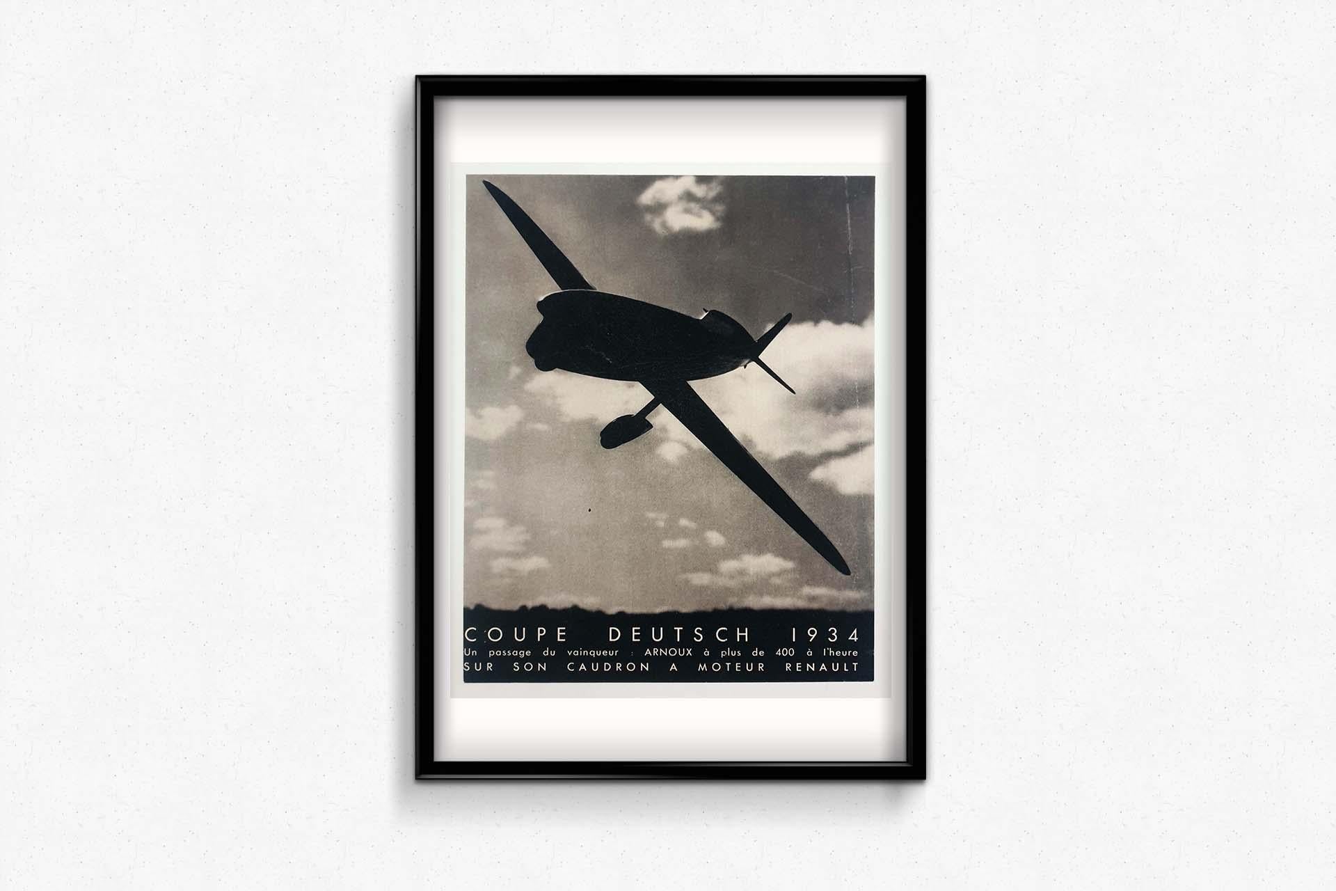 Affiche originale de l'aviation de 1934 pour la coupe Deutsch en vente 1