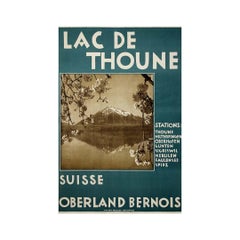 1934 original travel poster invites the viewer to discover Lake Thun