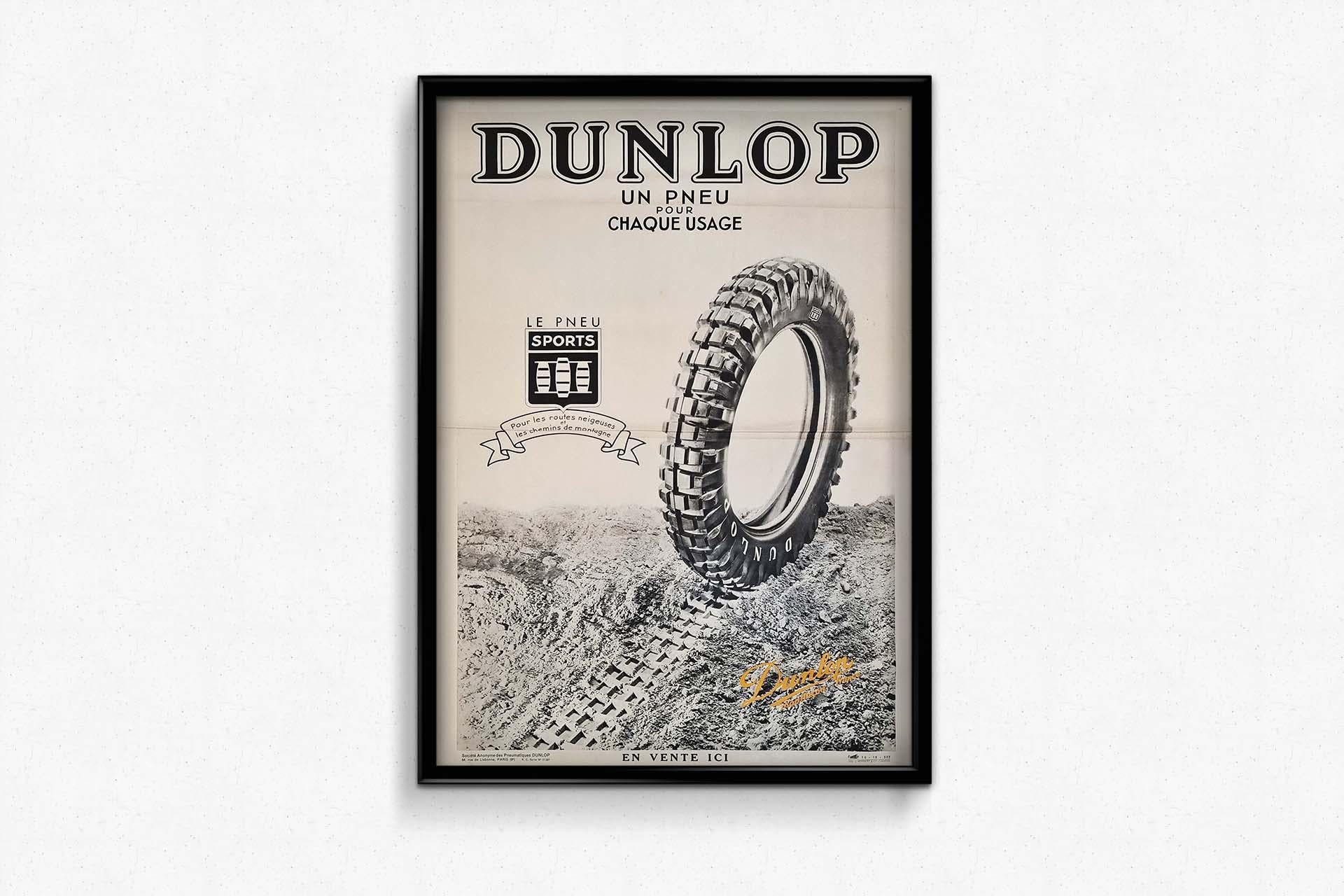 1935 original advertising poster for Sports Tire Dunlop For Sale 1