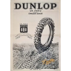 1935 original advertising poster for Sports Tire Dunlop