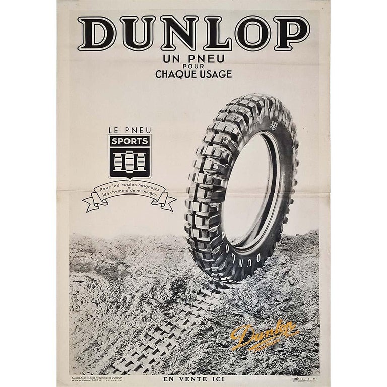Unknown 1935 original advertising poster for Sports Tire Dunlop