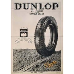 Manifesto pubblicitario originale del 1935 per la Tire Roc Dunlop