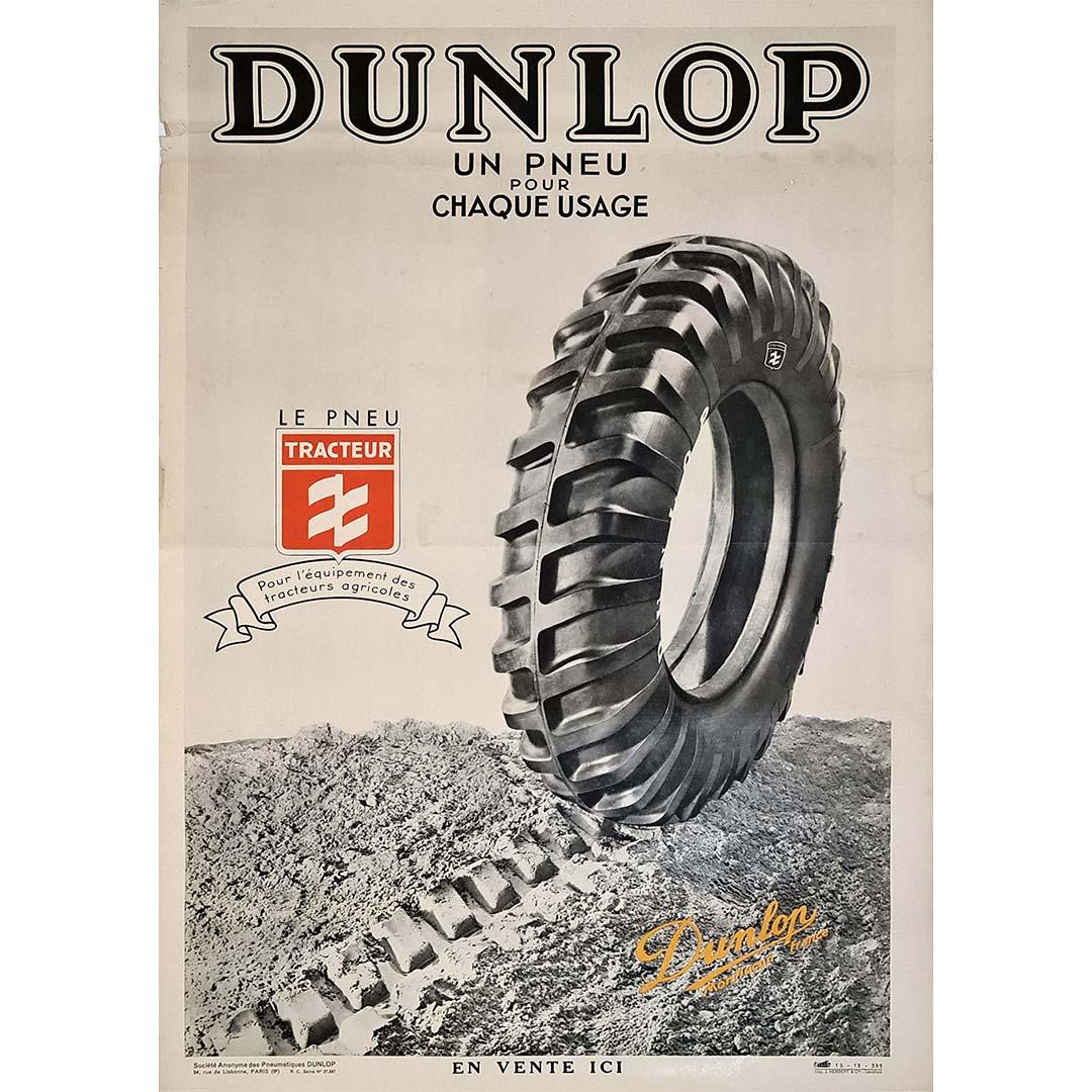 1935 original advertising poster for the Tractor Tire Dunlop - Print by Unknown